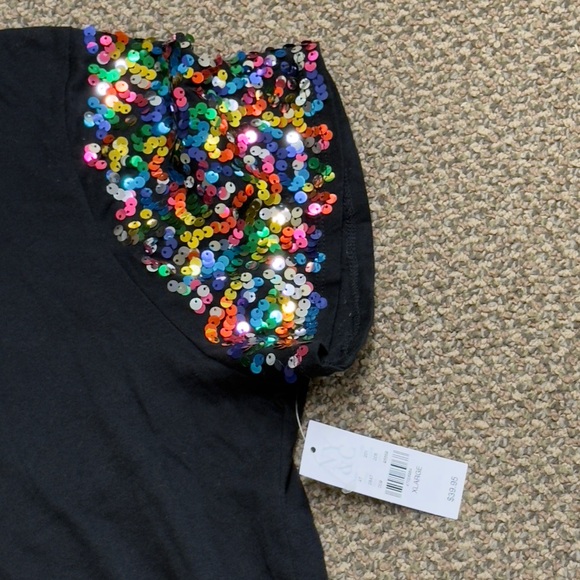New‎ York & Company  Black Sequin Sleeve Tee - Picture 9 of 9